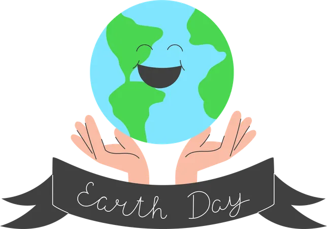 La Terre souriante tenue par des mains bienveillantes  Illustration