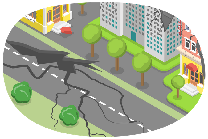 Destrucción del terremoto  Ilustración