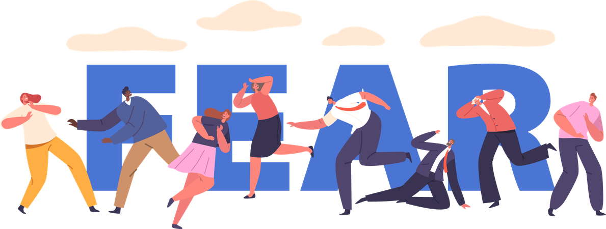 Terrified People Sprint  Illustration