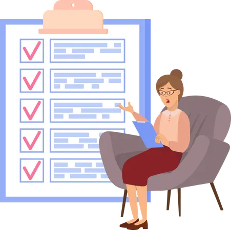Month Scheduling To Do List Time Management Checklist Terrified Woman Sitting Near To Do Plan And Planning Plan Fulfilled Task Completed Timetable Sheet Check List Planning Schedule Concept イラスト