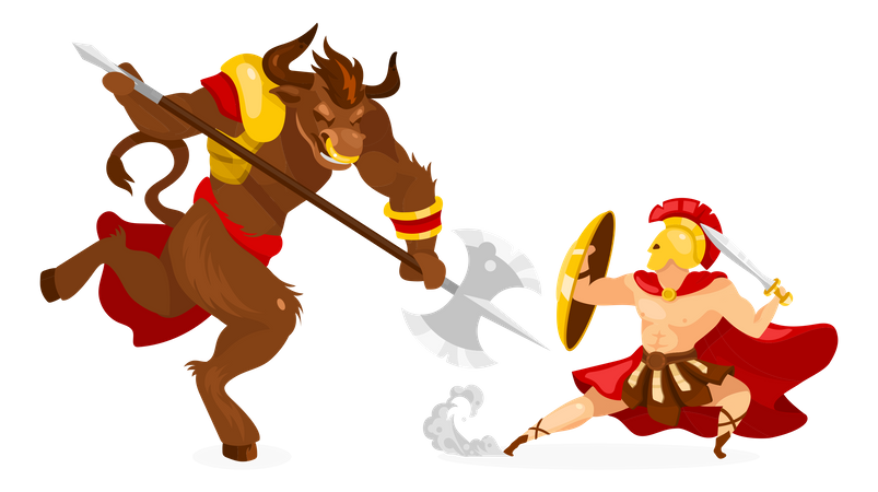 Teseo y Minotauro  Ilustración