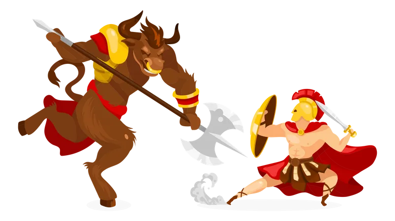 Teseo y Minotauro  Ilustración
