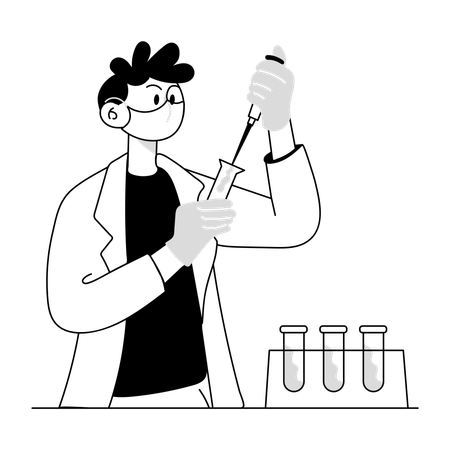 Test d'échantillon de sang par un scientifique  Illustration