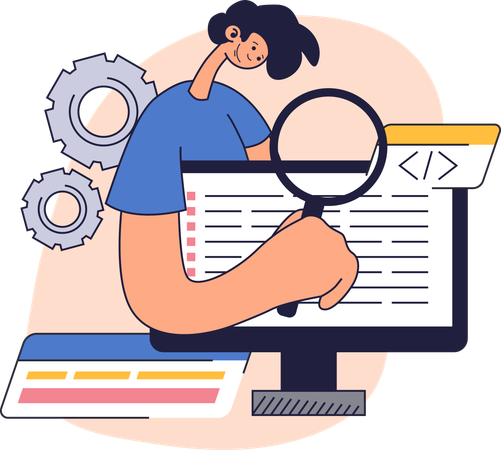 Tester finding bug from software  Illustration