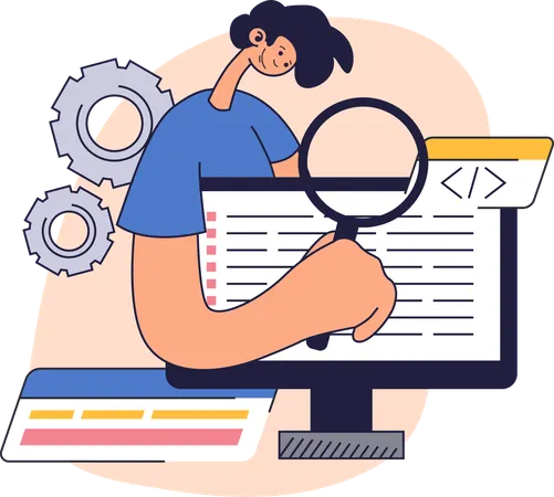 Tester finding bug from software  Illustration