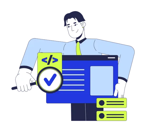 Tester searching bug in software  Illustration