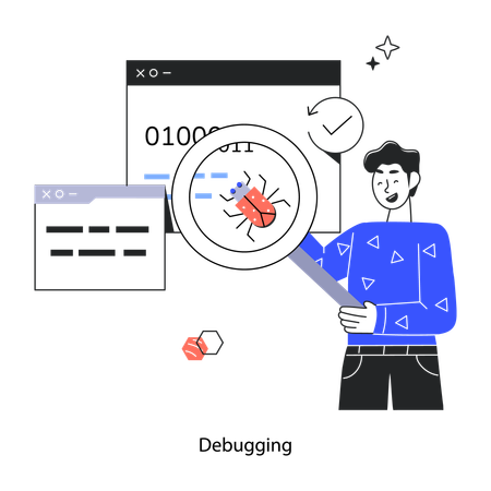 Tester Tests Software Against Virus  Illustration