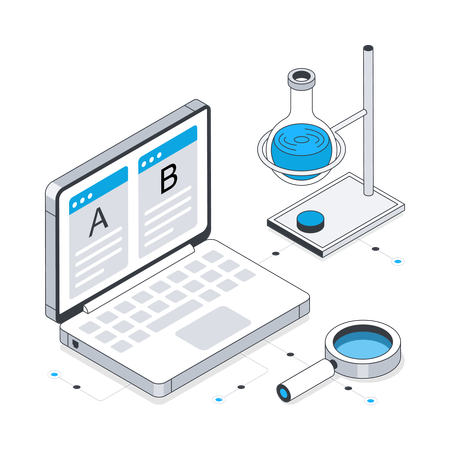 Testes A/B online para pesquisa química  Ilustração