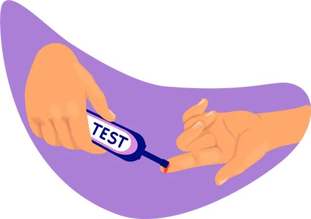 Testing blood for sugar levels  Illustration