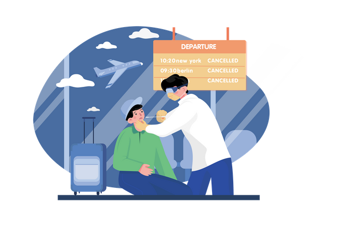 Testing for Covid at airport  Illustration