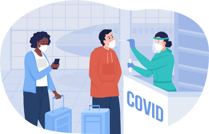 Testing for covid positive at the airport terminal Illustration