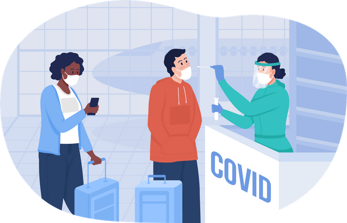 Testing for covid positive at the airport terminal  Illustration