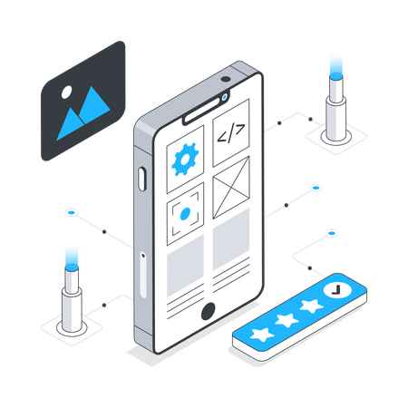 Testing software on mobile  Illustration