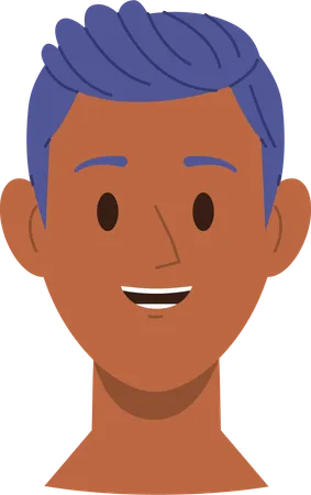 Tête d'homme heureux avec le sourire sur le visage se réjouissant du traitement réussi de la maladie d'alopécie de perte de cheveux  Illustration
