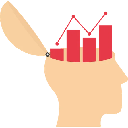 Tête ouverte avec tableau de croissance pour augmenter les ventes de bénéfices  Illustration