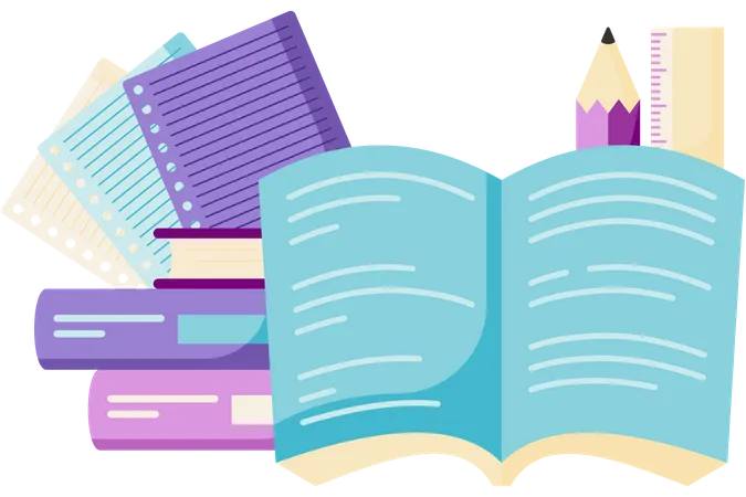 Textbooks and stacks of books Illustration