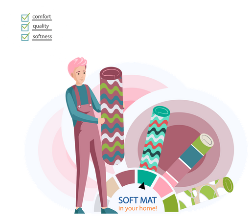 Textile rolls rugs  Illustration