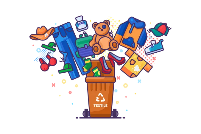 Textile Waste Recycling  イラスト