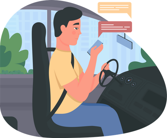 Texting while driving Illustration