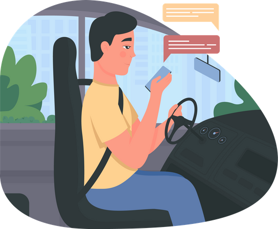 Texting while driving  Illustration