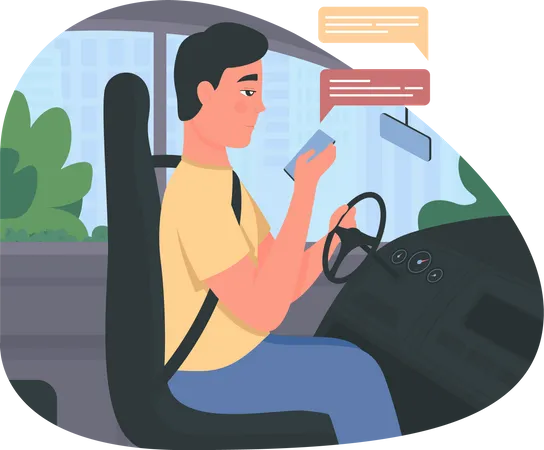 Texting while driving  Illustration