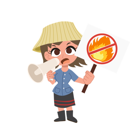 Thai farmer woman making an announcement for burn  Illustration