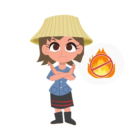 Thai farmer woman promoting no burning  Illustration