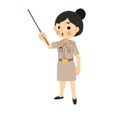 Thai Female Teacher in Classroom  Illustration