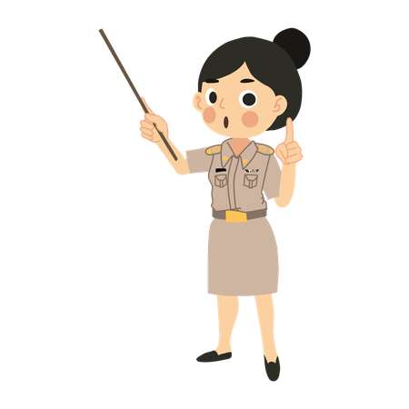 Thai Female Teacher in Classroom  Illustration