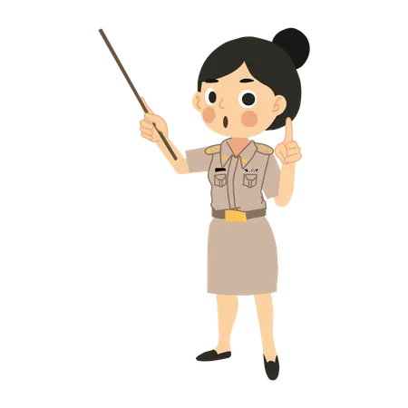 Thai Female Teacher in Classroom  Illustration