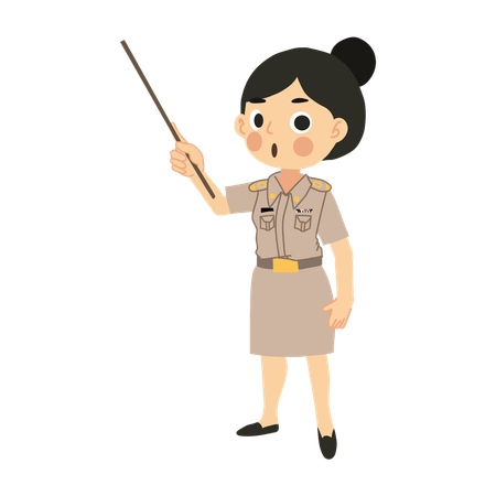 Thai Female Teacher in Classroom  Illustration