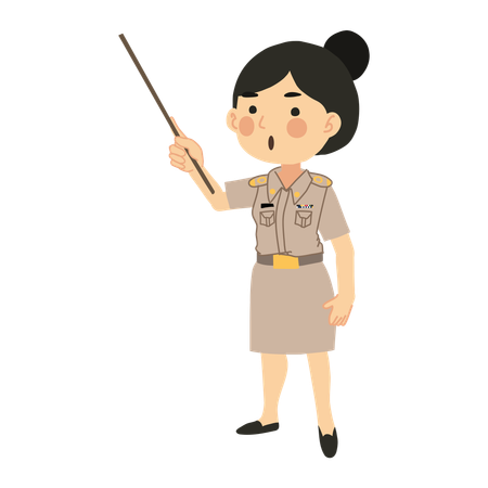 Thai Female Teacher  with Pointing Stick  イラスト