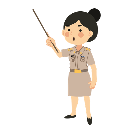 Thai Female Teacher  with Pointing Stick  Illustration