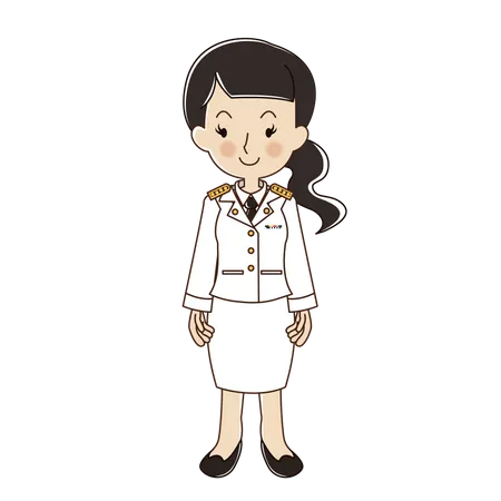 Thai female with white government officer  Illustration