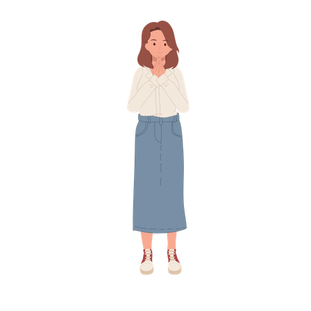 Thai girl greeting thank you  Illustration