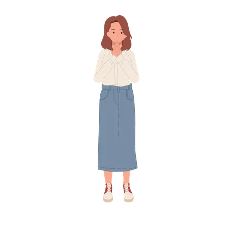 Thai girl greeting thank you  Illustration