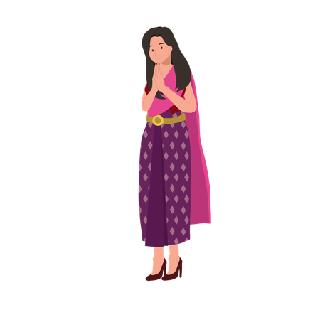 Thai girl greeting thank you  Illustration