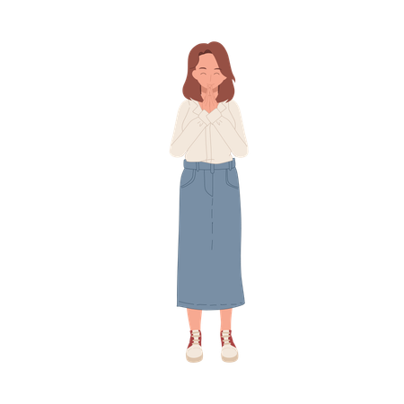 Thai girl greeting thank you  Illustration