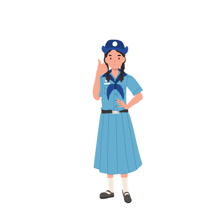 Girl Scout tailandese che dà i pollici in su in uniforme  Illustration