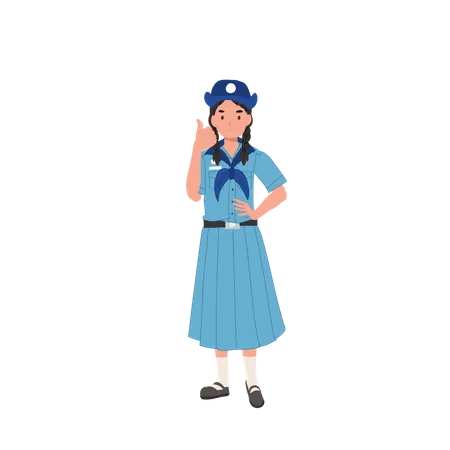 Girl Scout tailandese che dà i pollici in su in uniforme  Illustration