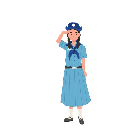 Thai girl scout in her uniform  Illustration