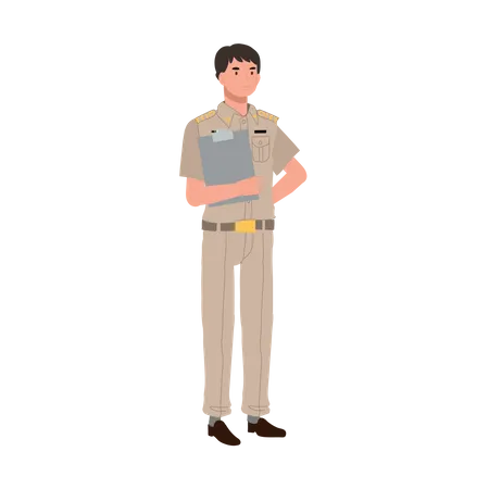Thai government officer holding clipboard  Illustration