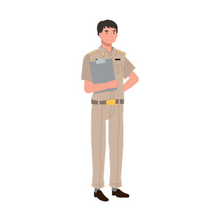 Thai government officer holding clipboard  Illustration