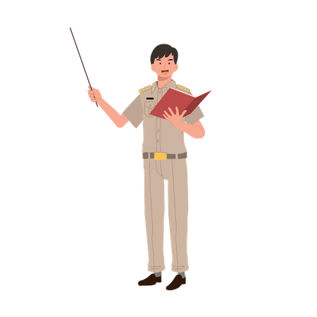 Thai government officer holding stick  Illustration