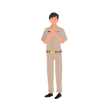 Thai government officer welcome greeting  Illustration