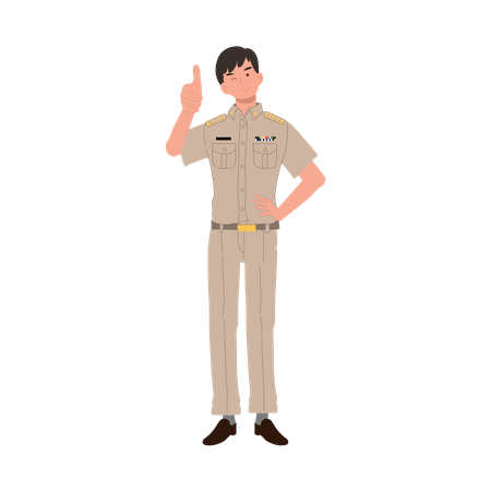 Thai government officers showing thumb  Illustration