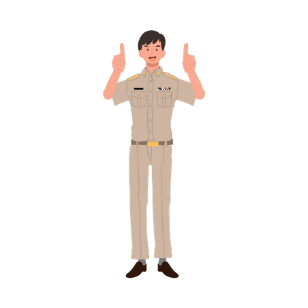 Thai government officers showing thumb both hand  Illustration