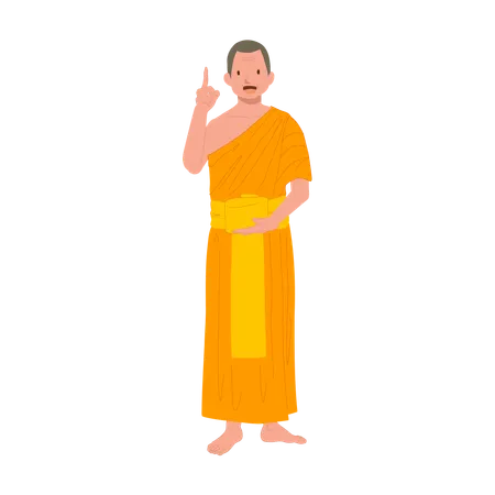 Thai Monk As A Teacher Is Giving Knowledge In Buddhism Or Giving Suggestion Illustration