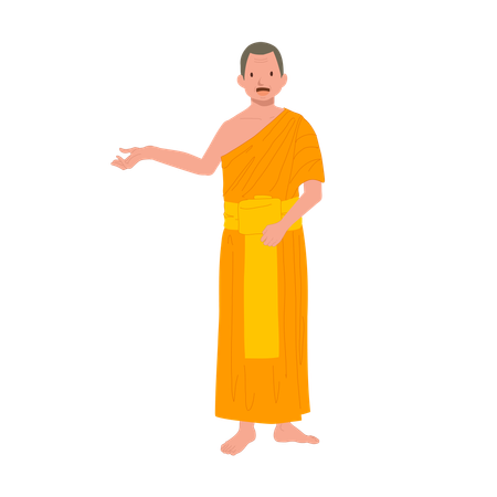 Thai Monk as teacher giving knowledge in buddhism  Illustration