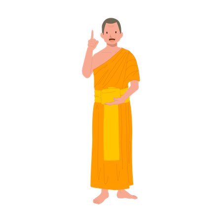 Thai Monk as teacher giving knowledge in buddhism  Illustration